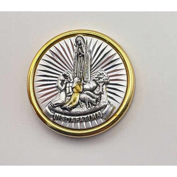 Our Lady Of Fatima Refrigerator Magnet Gold Silver Tone Religious Catholic - Picture 6 of 6